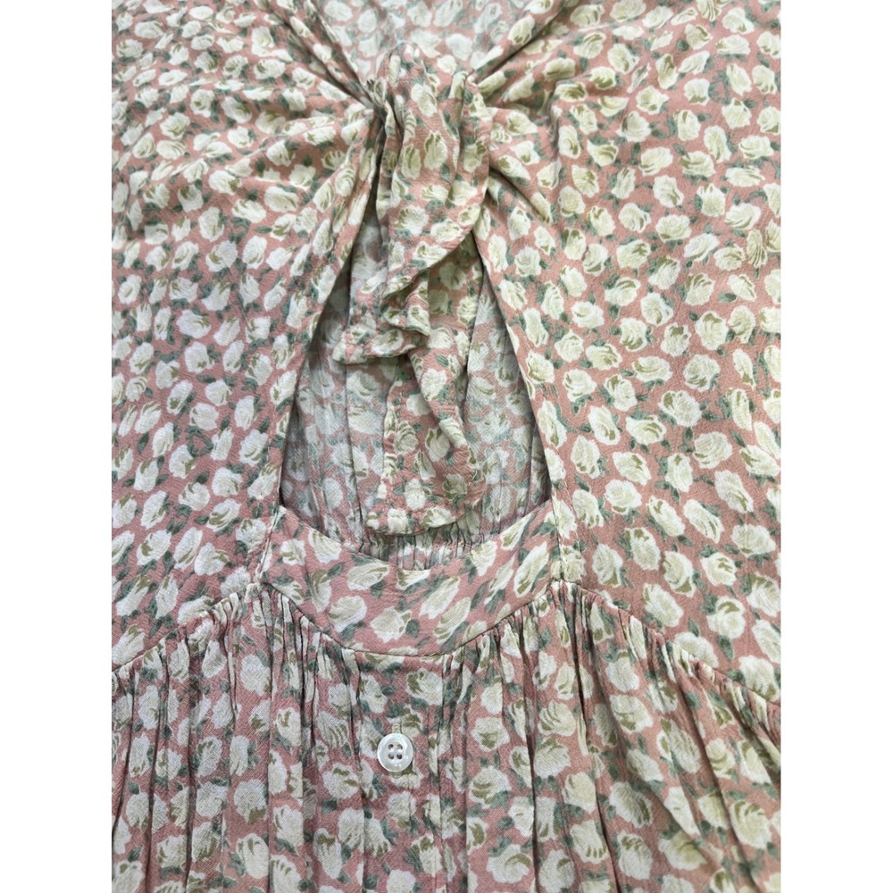 Faithfull The Brand Pink Floral Tie Front Cut Out Mini Dress Womens Small S - Picture 6 of 12